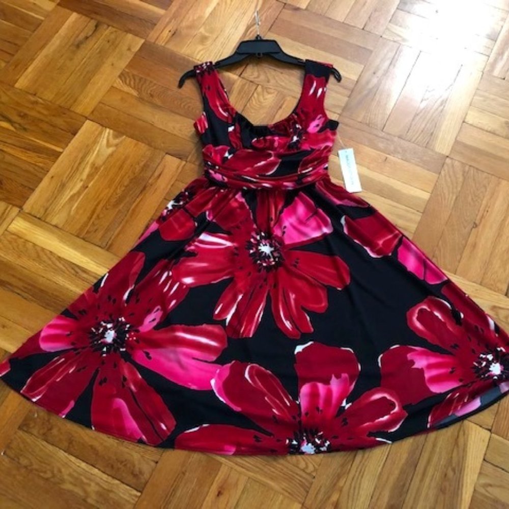 Maggy London Black/Pink Sleeveless Dress Size 8